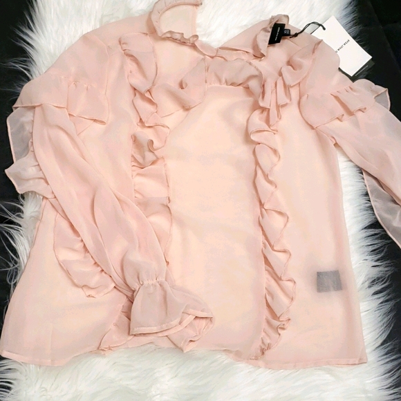 Blouse Peach ruffles - Picture 3 of 6